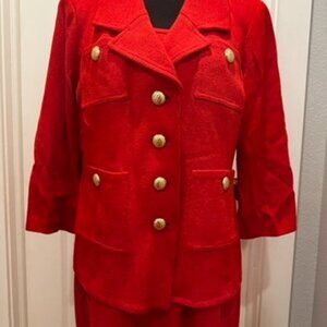 Red St. John Collection 2 Piece Set - Dress & Jacket (Size 14)